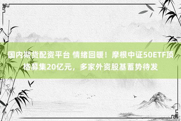 国内期货配资平台 情绪回暖！摩根中证50ETF顶格募集20亿元，多家外资股基蓄势待发